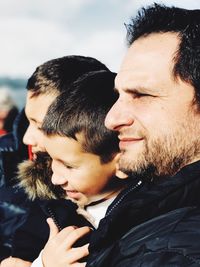 Close-up of father with kids