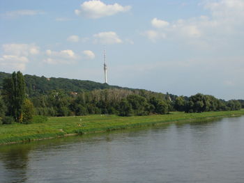 Scenic view of lake against sky