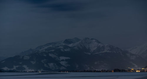 Scenic view of sea during winter at night