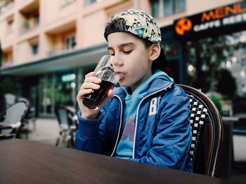 Portrait of boy looking away