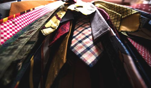 Close up of clothes on shelf