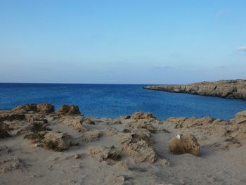 Scenic view of sea against clear sky