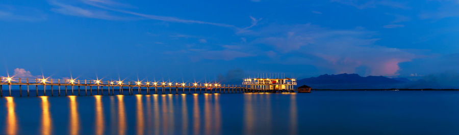 Scenic view of sea against sky at night