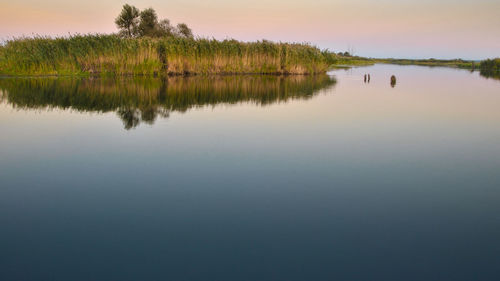 Scenic view of lake against sky