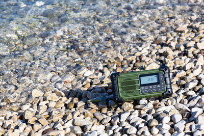 High angle view of pebbles