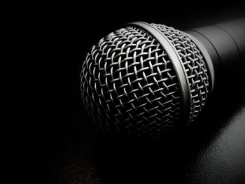 Close-up of microphone on table