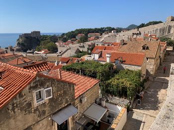 High angle view of townscape against sky