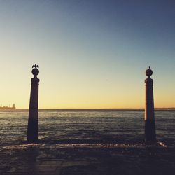 Scenic view of sea at sunset