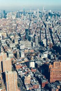 Amazing panorama view on new york city skyline and manhattan from the top observation platform