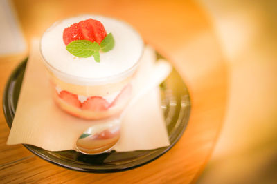 Close-up of dessert on table