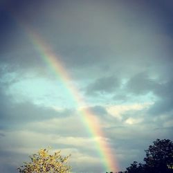 Low angle view of rainbow against sky