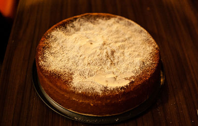 High angle view of cake on table