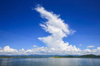 Scenic view of sea against blue sky