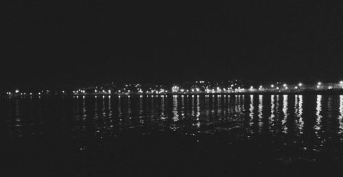 Reflection of illuminated buildings in water