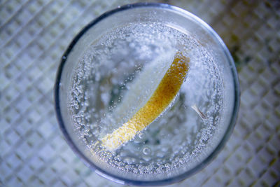 High angle view of drink in glass
