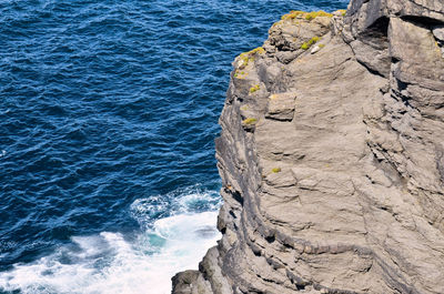 High angle view of rocky beach