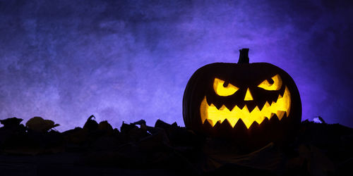 Close-up of jack o lantern at night