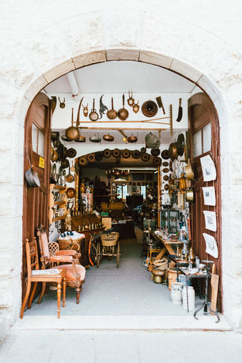 CHAIRS AND TABLE IN CAFE