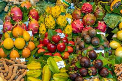 Exotic tropical fruits for sale at a market in barcelona