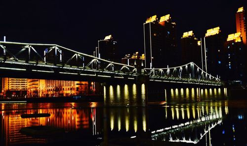 Bridge over river at night