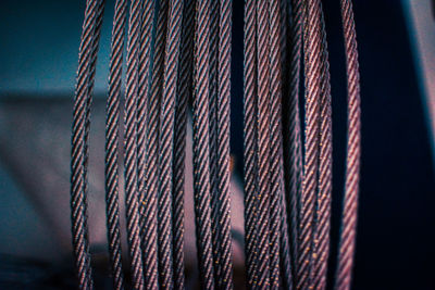 Close-up of rope tied to metal