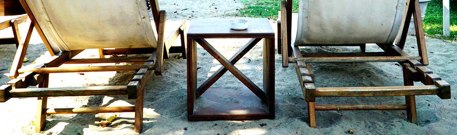 Close-up of empty bench