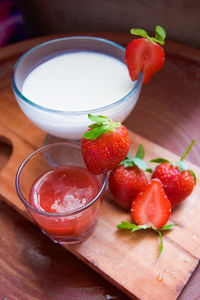 Close-up of strawberries on table