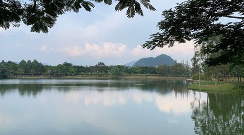 Scenic view of lake against sky