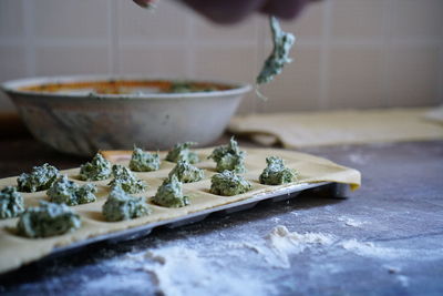 Close-up of food on table in kitchen