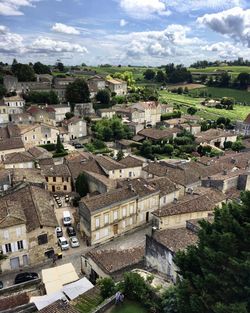 Saint emilion, france. panorama view of the medieval town. vineyards on a background.