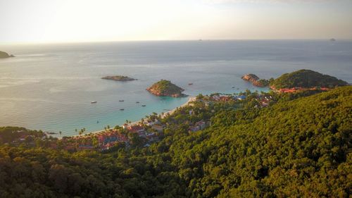 High angle view of sea against sky