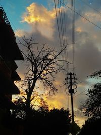 Low angle view of silhouette tree against sky during sunset