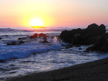 Scenic view of sea at sunset