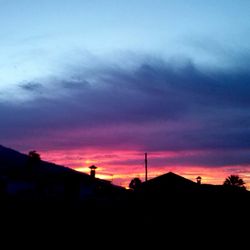 Low angle view of built structure at sunset