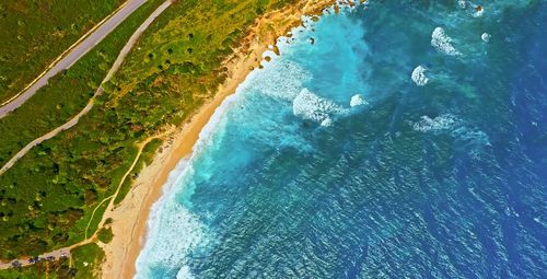 High angle view of beach