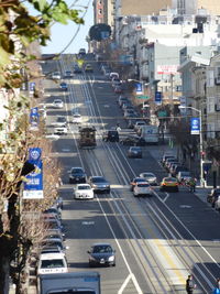 High angle view of traffic on city street