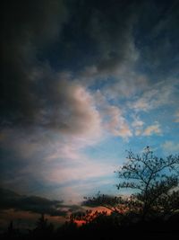 Silhouette of tree against cloudy sky