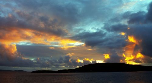 Scenic view of dramatic sky over sea
