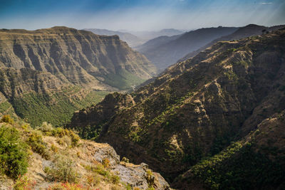 Scenic view of mountains against sky