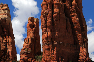 Low angle view of rock formation against sky