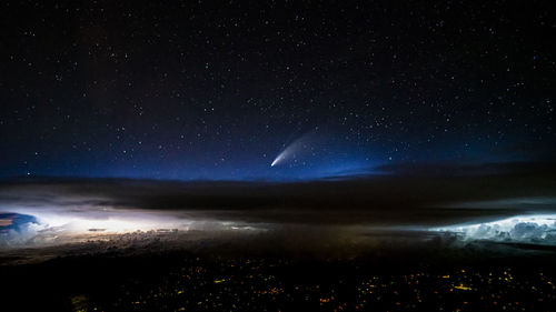 Scenic view of star field against sky at night