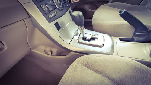 Close-up of gearshift in car