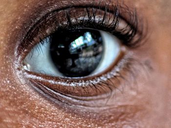 Cropped portrait of girl eye