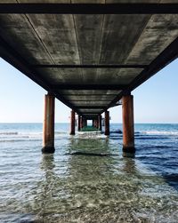 Silhouette of bridge over sea