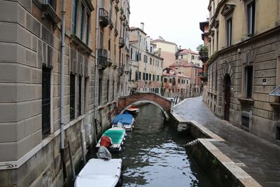 Rear view of canal amidst buildings in city