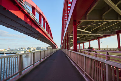 Illuminated bridge against sky