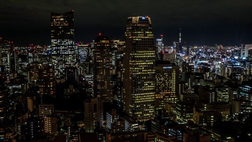 City lit up at night