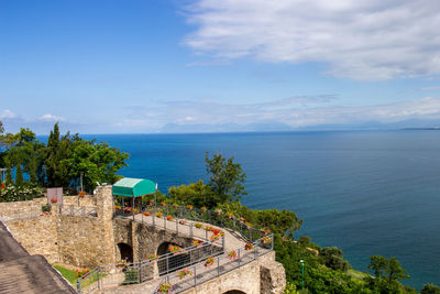 High angle view of sea against sky