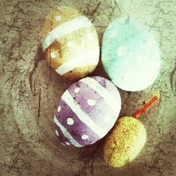 High angle view of pebbles on rock