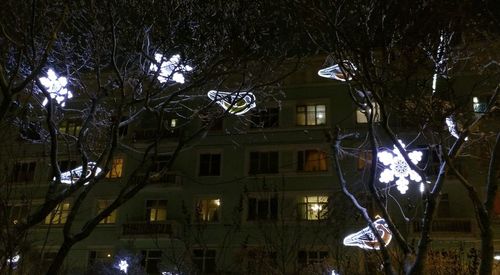 Low angle view of building at night